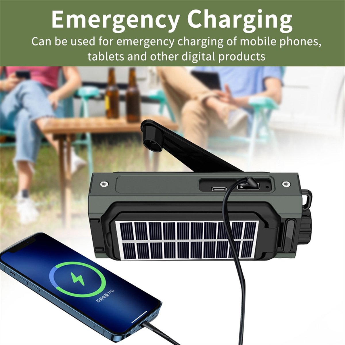 Usb Charger Dynamo - A26Z Taşınabilir Güneş Enerjili Radyo, Acil
