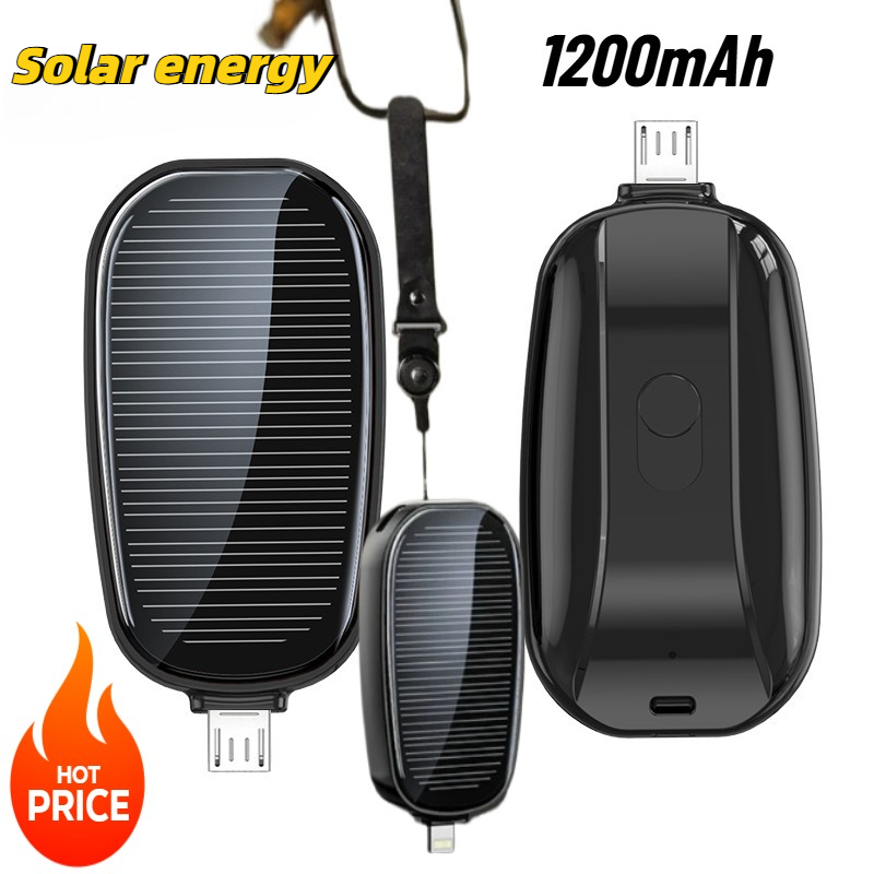 Usb Charger Dynamo - 1200mAh güneş enerjili Mini güç bankası