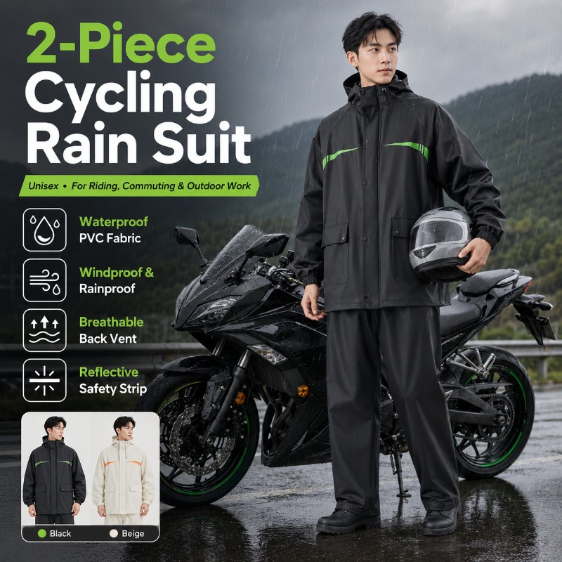 Cycling Commuter Rain Jacket - Unisex 2 Parçalı Su Geçirmez Bisiklet